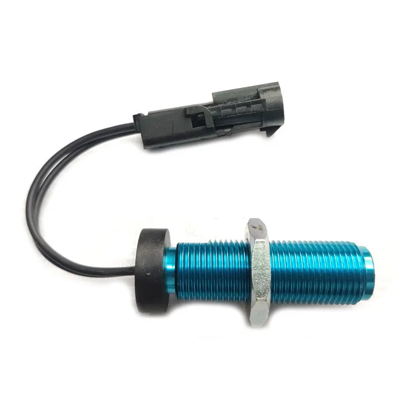 Tachometer sensor 2872361 for Liu Gong, new OEM replacement, blue color with connector and threaded body.