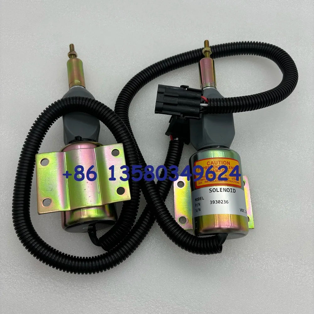 Diesel engine solenoid valves with wiring harness, model 3938236, suitable for various applications, new condition.