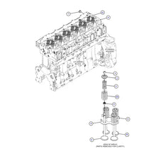 Load image into Gallery viewer, Illustration of the inside of a heavy equipment engine with flywheel housing and cylinder block